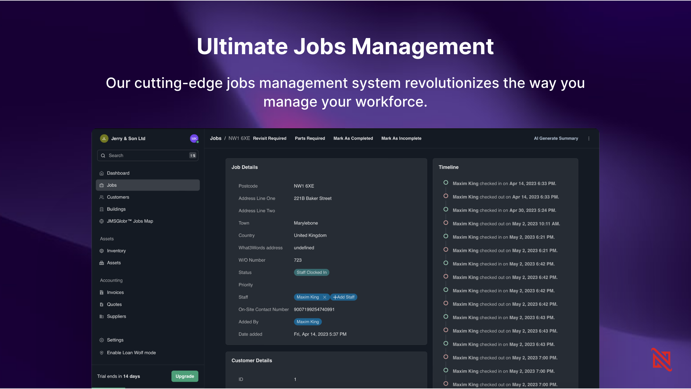 screenshot of JMServices Job System Pro